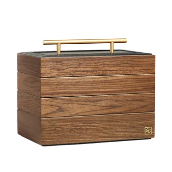 Retro stiliaus storio kietos medienos prabangių klasikinių papuošalų dėžutė daugiasluoksnė, aukštos klasės mediniai daugiafunkcinis papuošalų laikymo boxLB90705