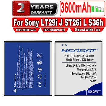 HSABAT Nemokamas Pristatymas 3600mAh BA900 Baterija Sony LT29i Xperia TX J ST26i L S36h C2104 C2105 Baterija