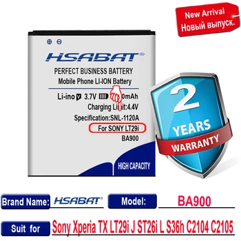 HSABAT Nemokamas Pristatymas 3600mAh BA900 Baterija Sony LT29i Xperia TX J ST26i L S36h C2104 C2105 Baterija
