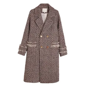 Naujas žiemos paltai moterims, negabaritinių mados kašmyro vilnos paltai moterims ilgas storas šiltas vilnos paltai moterims švarkelis 2021
