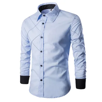 Vyrų Marškinėliai 2018 Mados Korėjos Laukinių Slim Fit Long Sleeve Shirt Vyrai Medvilnės Juostelės Atsitiktinis Socialinių Vyrų Drabužius 10 Spalvų Azijos Dydis