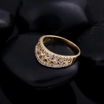Prabanga Inkrustacijos Akmens Žiedas Classic Aukso Spalvos Austrija Krištolas Dygliuotos Piršto Žiedai Tuščiaviduriai Žiedai aukščiausios kokybės Juvelyrikos Dropshipping