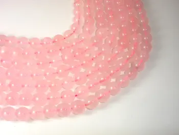Rožinė Kristalų Karoliukai rožinė kristalų Granulės 8 mm Apvalūs Karoliukai Visą kryptis Maždaug 47 granules, Skylė 1 mm, Gamtinis akmuo