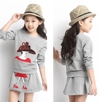 Nauja Vaikų mergaičių sijonas 2021 Dongkuan striuke, siuvinėta su atsitiktinis plius storo aksomo kostiumas merginos sijonas kostiumą siuvinėti drabužiai