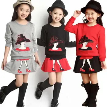 Nauja Vaikų mergaičių sijonas 2021 Dongkuan striuke, siuvinėta su atsitiktinis plius storo aksomo kostiumas merginos sijonas kostiumą siuvinėti drabužiai