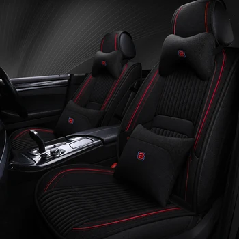 Custom pluoštas lino automobilių sėdynės padengti automobilio salono dalių universalios sėdynės pagalvėlės automobilių stilius Audi BMW Cadillac 