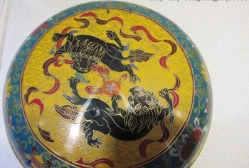 Kinijos Palace Vario ir Bronzos cloisonne emalio Kazkoks Šuo Liūtas Arbatos Dėžutė Atveju Plokštė