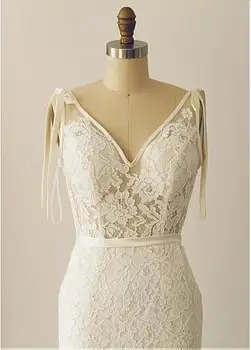 ANGELSBRIDEP Emma Watson V-Kaklo, Vestuvių Suknelės, 2021 Žavinga Dizainerio Žr.-Per Backless Vestido De Renda De Casamento Karšto