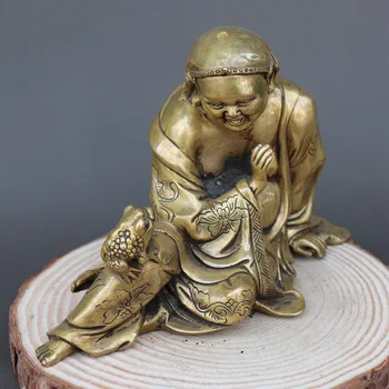 Antikvarinis Senas QingDynasty vario statula,Hai Liu, žaisti, rupūžė skulptūra,rankų drožybos amatų,geriausia kolekcija ir puošmena,nemokamas pristatymas