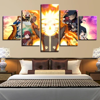 Šiuolaikinės Spaudinių Dekoro Miegamojo Kambarį Sienos Rėmo 5 Vnt Anime Simbolių Naruto Paveikslai, Meno Plakatas Modulinės Drobė Nuotraukas