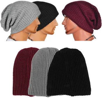 Atsitiktinis Chic Vyrų Prarasti Kepuraitė Black Hat Kepurės Naujas Žiemos Moterų, Vyrų Skullies Šiluma Megzti Beanies vientisos Spalvos Negabaritinių 2018