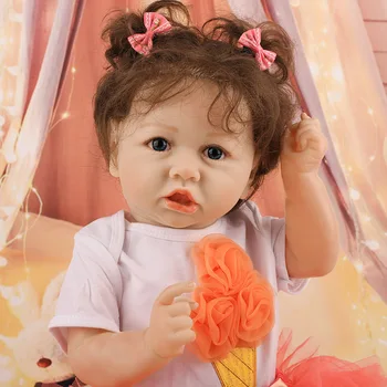 22inch Realus Reborn Baby Doll, 58cm Minkšti viso Silikono Lopšelio Saskia Vinilo Boneca Gimtadienio Dovanos Kalėdų Žaislai Mergaitėms