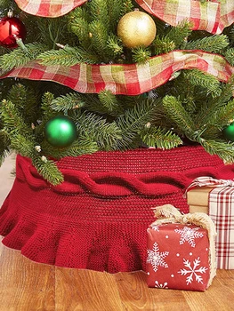 Kalėdų Medžio Sijonas Kalėdos Medžio Apdaila Oro Uosto Perono, Papuošalai Vynas Raudonas Megztas Kalėdų Eglutės Apačioje Prijuostė