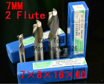 Nemokamas Pristatymas 5vnt 7mm Dvi 2 Fleita HSS & Aliuminio Pabaiga Malūnas Pjovimo CNC Bit (Kinija (Žemyninė))