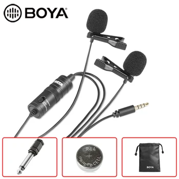 BOYA BY-M1DM Dual Lavalier Microphone Clip-on Atvartas Mic su 1/8