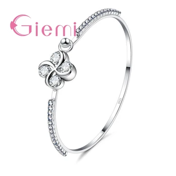 Romantiškas Mielas Gėlių Formos Trikotažo Modelio Crystal Žiedą, Moterims Pirkinių Turizmo Vestuvių Priedai 925 Sterlingas Sidabro