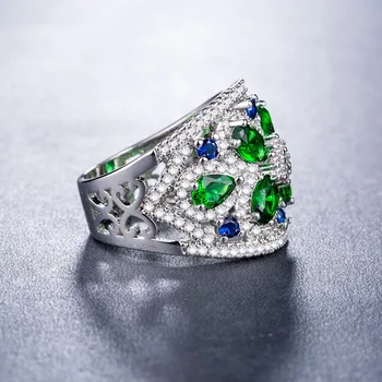 Žiedas perdėtos prabangos ponios cirkonis žiedas sidabro padengtą žiedas kūrybingi papuošalai