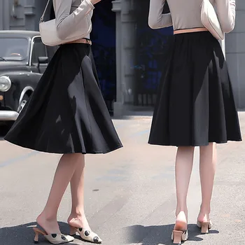 Elegantiškas Moteris, Juodas Sijonas-line Moterų vientisos spalvos sijonai yra stilingas ir visi-amtch, kurie gali būti suporuotas su savo Sijonai Karšto