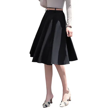 Elegantiškas Moteris, Juodas Sijonas-line Moterų vientisos spalvos sijonai yra stilingas ir visi-amtch, kurie gali būti suporuotas su savo Sijonai Karšto