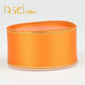 HSDRibbon 9MM 22MM 16MM 38MM kietas Tamsiai violetinės, oranžinės, geltonos Aukso Metalo Krašto Satino Kaspinu