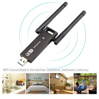 300Mbps Wireless USB Wifi Dongle Adapterį, USB 3.0 Tinklo plokštė Dviguba Antena 2.4 Ghz 