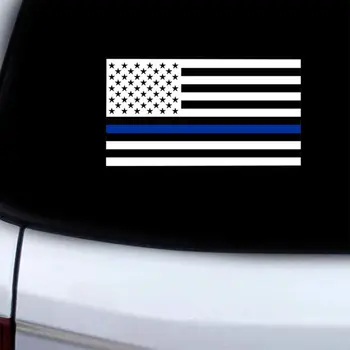 Juoda Balta Ir Mėlyna Amerikos Policijos Vėliava Plona Mėlyna Linija Vėliavos Pagerbimo Teisėsaugos Pareigūnai Lipdukas Sunkvežimis Automobilio