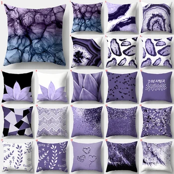 45*45cm Violetinė Geometrinis Pagalvės Užvalkalas Dekoratyvinė Pagalvėlė Padengti Poliesterio Mesti Pagalvės Dangtelis Gėlių Namų Dekoro Pillowslips