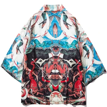 Japonijos Tradicinių Kimono Švarkas Prarasti Cosplay Palaidinė Yukata Mados Moterų Retro Streetwear Vyrų Megztinis Azijos Drabužių