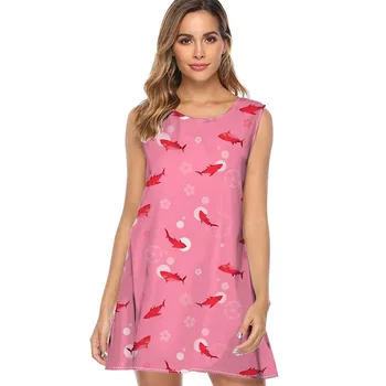 Sakura Ryklys rožinė Moterų Suknelės, animacinių filmų Spausdinti Vasaros Suknelė 2019 Naujas Mados Stilius Paplūdimio suknelė, Mini Suknelė mados mielas suknelė