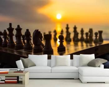 Papel de parede Šachmatų Saulėtekis ir saulėlydis Saulės foto tapetai,svetainė, TELEVIZORIUS, sofa-sienos miegamasis, virtuvė, restoranas, baras 3d piešiniai