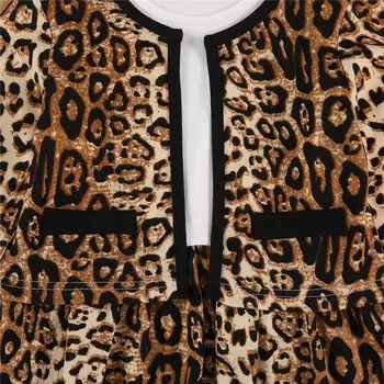 0-5Y Babay Merginos Rudens Žiemos Drabužių Rinkiniai ilgomis Rankovėmis, Leopardas spausdinimui Užtrauktukas Kailis-Line Suknelė Viršūnes Merginos 2 VNT Kompl