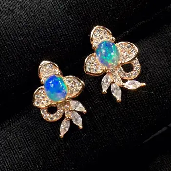 Prabangus didelis Smart Gėlių gamtos Spalvotų opal stud auskarai Natūralus akmuo auskarai S925 sidabro mergina dovana fine jewelry