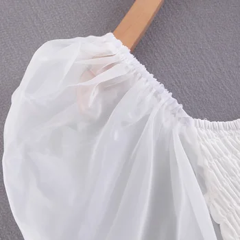 Balta vasaros suknelė moterims sluoksniuotos rankovėmis vestidos mini paplūdimio skraiste femme elastinga elbise šalis suknelės vintage drabužių 2019