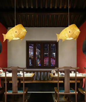 HAIXIANG Bambuko Žuvų Liustra Restoranas Apšvietimas Patalpų Hallwat Valgomasis Lubų