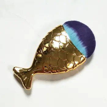 10.5 cm aukštos kokybės, spalvinga nailono plaukų BB Makiažo Teptuku aukso plastiko hande žuvų liquid foundation Teptukai, Įrankiai