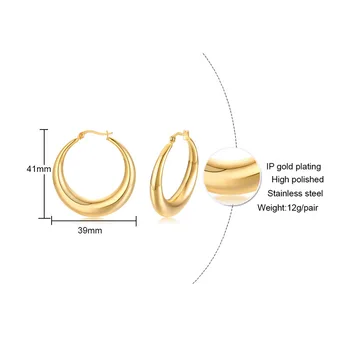 2020 Naujų korėjos auskarai moterims, aukso spalvos auskarai didelis hoopas auskarai iš nerūdijančio plieno ausies žiedai