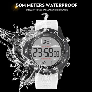 SMAEL Sporto Žmogus, Žiūrėti 50M atsparumas Vandeniui Šviesos Karinės vyriški Laikrodžiai Elektroninis Laikrodis Laikrodžiai Vyrams Relogio Masculino