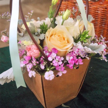 Gryna Spalva Gėlių Popieriaus Dėžės Su Rankena Apkabinti Kibirą Floristas, Dovanų Pakavimo Dėžutės Šalies Dovanų Pakavimo Kartono