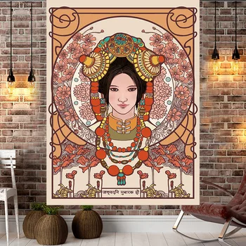 Taro gobelenas tautinių mažumų apdailos mergina sienos, kiliminė danga drop laivyba tapiz mandala sienos medžiaga
