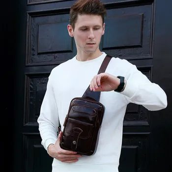 GROJITOO Naujas vyrų krūtinės maišas natūralios odos krepšys vyras vyrų krūtinės maišelį aukštos kokybės odos vyriški krepšys