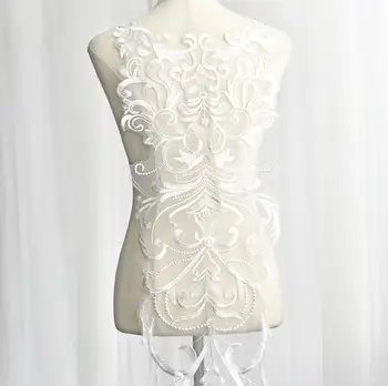 1 Gabalas 130*28cm Delicatel Didelių Vestuvių Suknelė, Papuošalai Nėrinių Aplikacijos Dramblio kaulo Spalvos 