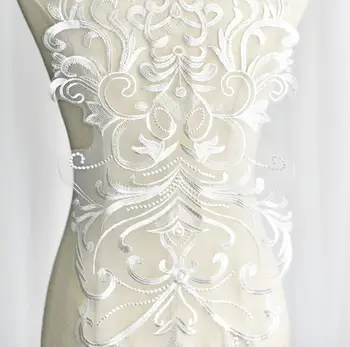 1 Gabalas 130*28cm Delicatel Didelių Vestuvių Suknelė, Papuošalai Nėrinių Aplikacijos Dramblio kaulo Spalvos 