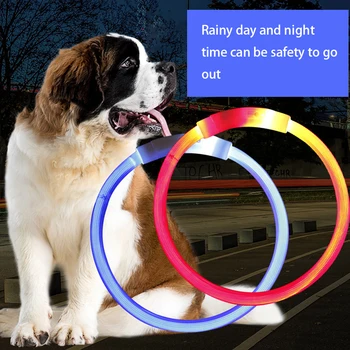 Led Usb Šunų Antkaklis Naminių Šunų Antkaklis Naktį Šunų Antkakliai Žėrintis Šviesos Įkraunamas LED Naktį Saugos Mirksi Švyti 70CM