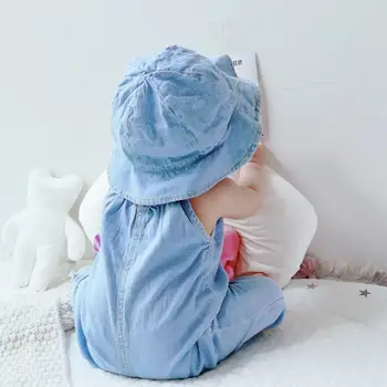 Vasarą Kūdikis 2 VNT Hat + Rankovių Džinsinio Vaisių Spausdinti darbo drabužiai