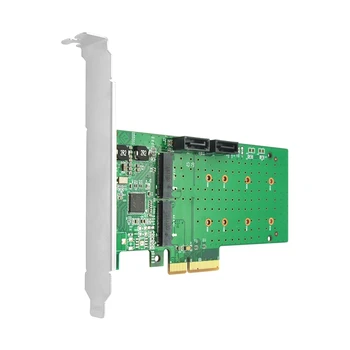 M. 2 Adapter Card PCIe X4 2 Uostą M. 2 +2 Uostą SATA3 Extender 6.0 Gb / s Paramos Hot Swap ir Šilumos Mainai