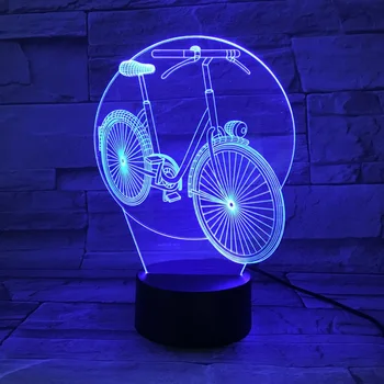 Dviračių Nuoma 3D Lempos Naktį Šviesos diodų (LED) Lemputę, Multi-color 