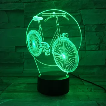 Dviračių Nuoma 3D Lempos Naktį Šviesos diodų (LED) Lemputę, Multi-color 