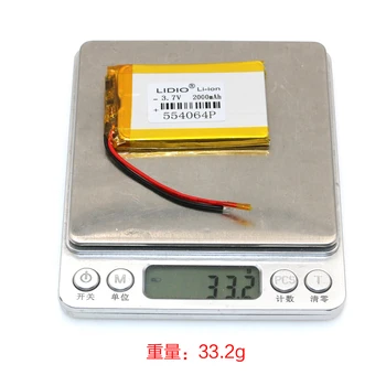 3,7 V ličio polimerų baterija 554064 2000mAh medicinos įranga, infraraudonųjų spindulių nuskaitymo šildymo plokštė ličio baterija