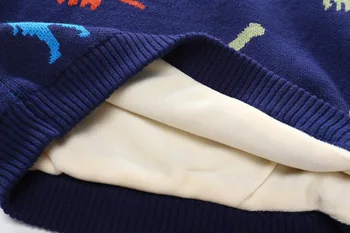 Vaikų vilnos 2018 m. žiemos stilius berniuko apskrito apykakle dinozaurų megztinis sutirštės