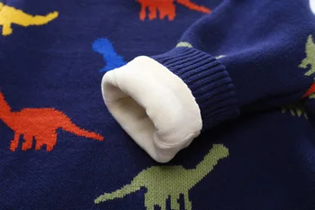 Vaikų vilnos 2018 m. žiemos stilius berniuko apskrito apykakle dinozaurų megztinis sutirštės